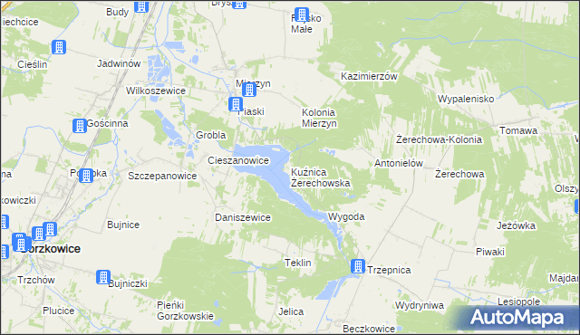 mapa Kuźnica Żerechowska, Kuźnica Żerechowska na mapie Targeo