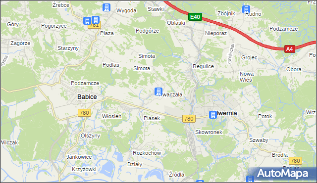 mapa Kwaczała, Kwaczała na mapie Targeo