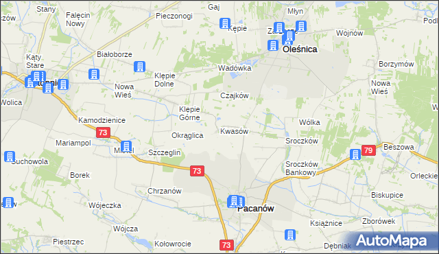 mapa Kwasów, Kwasów na mapie Targeo