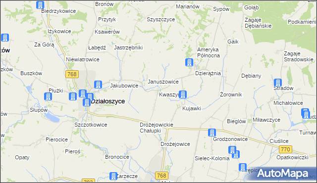 mapa Kwaszyn, Kwaszyn na mapie Targeo