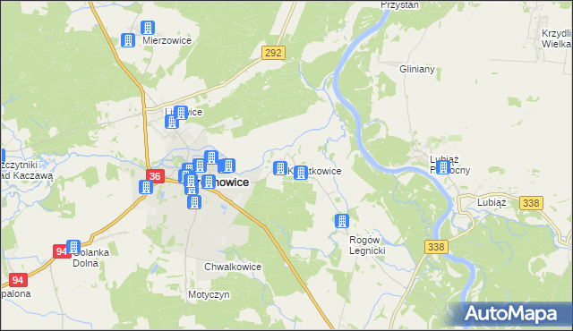 mapa Kwiatkowice gmina Prochowice, Kwiatkowice gmina Prochowice na mapie Targeo