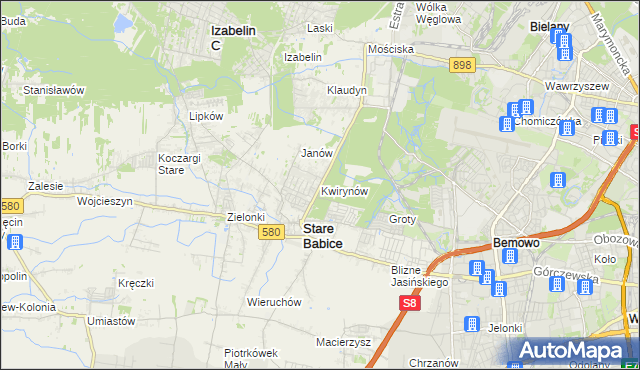 mapa Kwirynów gmina Stare Babice, Kwirynów gmina Stare Babice na mapie Targeo