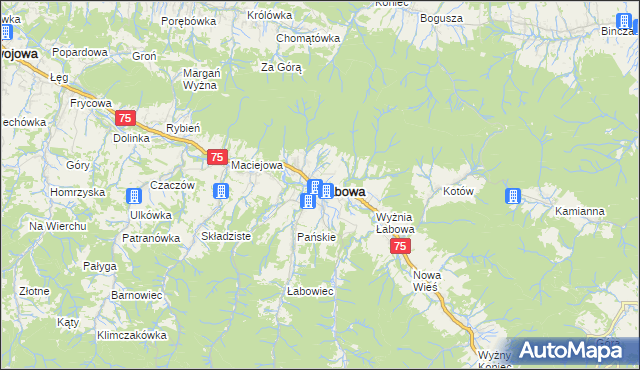 mapa Łabowa, Łabowa na mapie Targeo