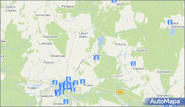 mapa Łabuń Mały, Łabuń Mały na mapie Targeo