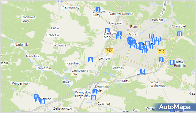 mapa Łachów gmina Włoszczowa, Łachów gmina Włoszczowa na mapie Targeo