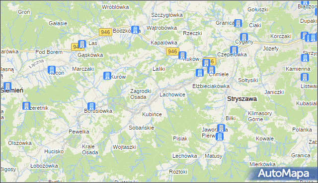 mapa Lachowice, Lachowice na mapie Targeo