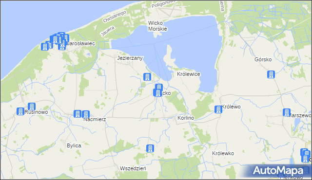 mapa Łącko gmina Postomino, Łącko gmina Postomino na mapie Targeo