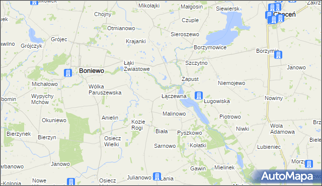 mapa Łączewna gmina Boniewo, Łączewna gmina Boniewo na mapie Targeo