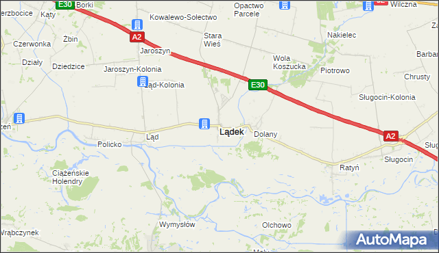 mapa Lądek powiat słupecki, Lądek powiat słupecki na mapie Targeo