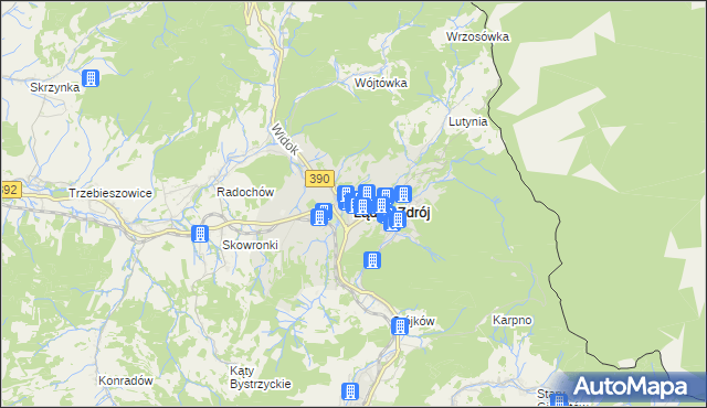 mapa Lądek-Zdrój, Lądek-Zdrój na mapie Targeo