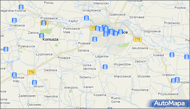 mapa Łaganów, Łaganów na mapie Targeo