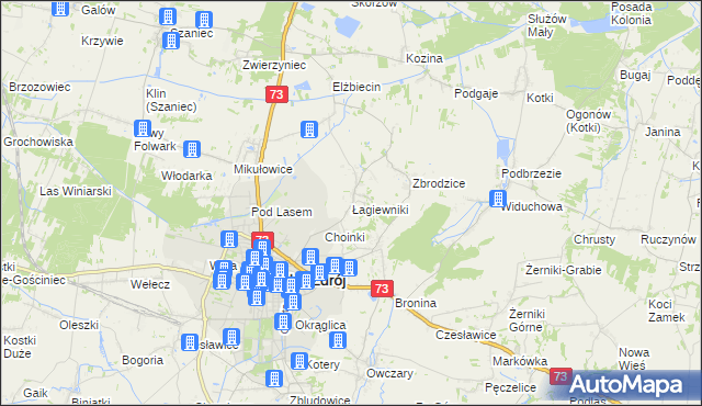 mapa Łagiewniki gmina Busko-Zdrój, Łagiewniki gmina Busko-Zdrój na mapie Targeo