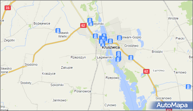 mapa Łagiewniki gmina Kruszwica, Łagiewniki gmina Kruszwica na mapie Targeo