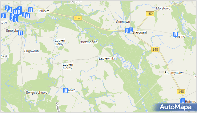 mapa Łagiewniki gmina Resko, Łagiewniki gmina Resko na mapie Targeo