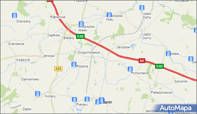 mapa Łagiewniki Średzkie, Łagiewniki Średzkie na mapie Targeo