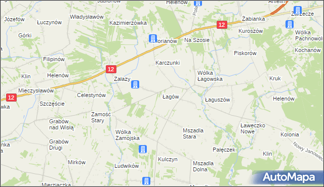 mapa Łagów gmina Przyłęk, Łagów gmina Przyłęk na mapie Targeo