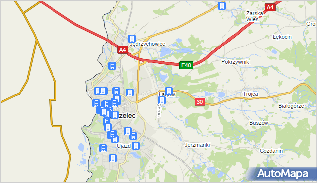 mapa Łagów gmina Zgorzelec, Łagów gmina Zgorzelec na mapie Targeo