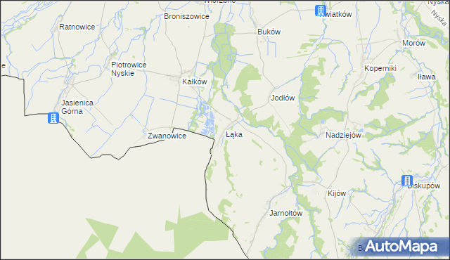 mapa Łąka gmina Otmuchów, Łąka gmina Otmuchów na mapie Targeo