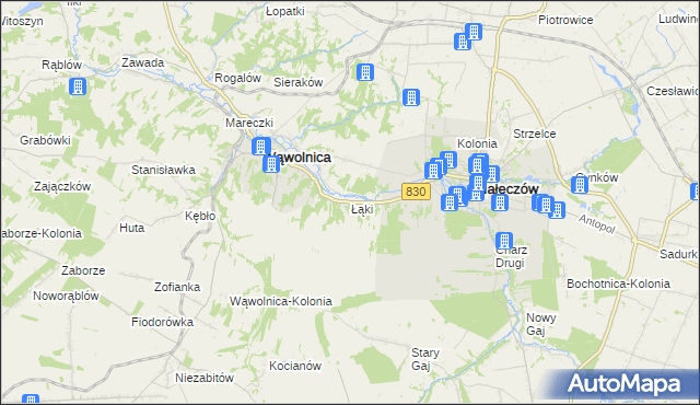 mapa Łąki gmina Wąwolnica, Łąki gmina Wąwolnica na mapie Targeo