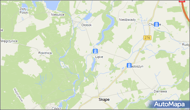 mapa Łąkie gmina Skąpe, Łąkie gmina Skąpe na mapie Targeo