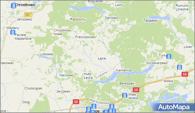 mapa Łąkie gmina Skępe, Łąkie gmina Skępe na mapie Targeo