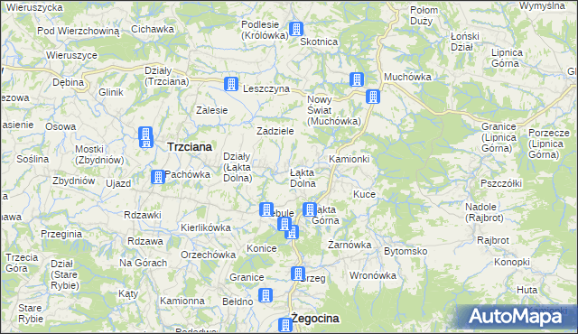 mapa Łąkta Dolna, Łąkta Dolna na mapie Targeo