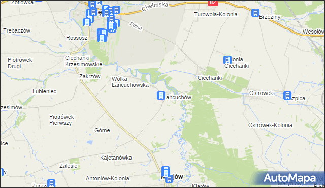 mapa Łańcuchów, Łańcuchów na mapie Targeo