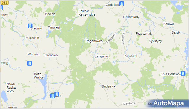 mapa Langanki gmina Kętrzyn, Langanki gmina Kętrzyn na mapie Targeo