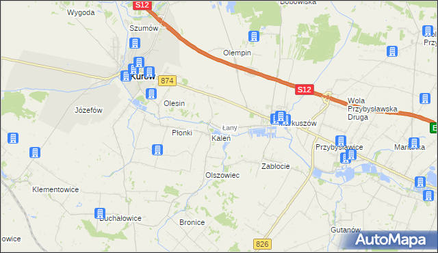 mapa Łany gmina Markuszów, Łany gmina Markuszów na mapie Targeo