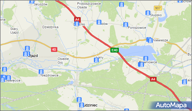 mapa Łany gmina Rudziniec, Łany gmina Rudziniec na mapie Targeo