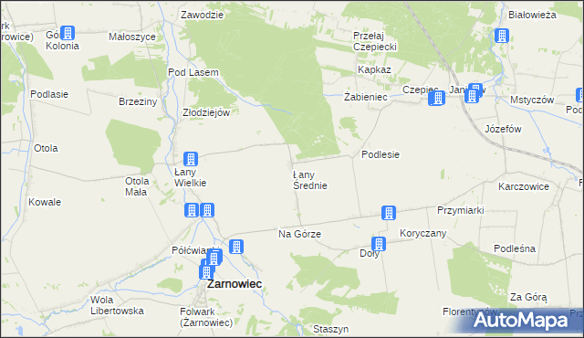 mapa Łany Średnie, Łany Średnie na mapie Targeo