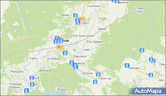 mapa Laski gmina Bojanów, Laski gmina Bojanów na mapie Targeo