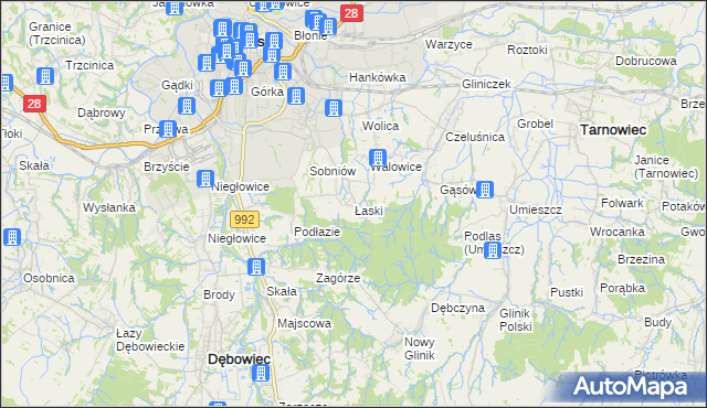 mapa Łaski gmina Jasło, Łaski gmina Jasło na mapie Targeo