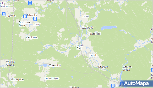 mapa Łąski Piec, Łąski Piec na mapie Targeo