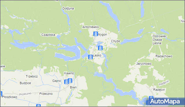 mapa Łasko gmina Bierzwnik, Łasko gmina Bierzwnik na mapie Targeo