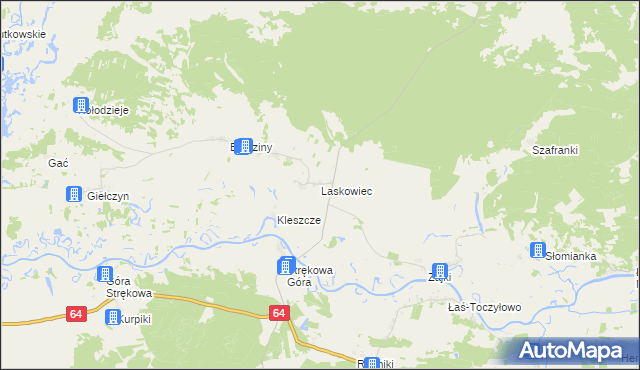 mapa Laskowiec gmina Trzcianne, Laskowiec gmina Trzcianne na mapie Targeo