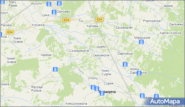 mapa Laskowizna gmina Poświętne, Laskowizna gmina Poświętne na mapie Targeo
