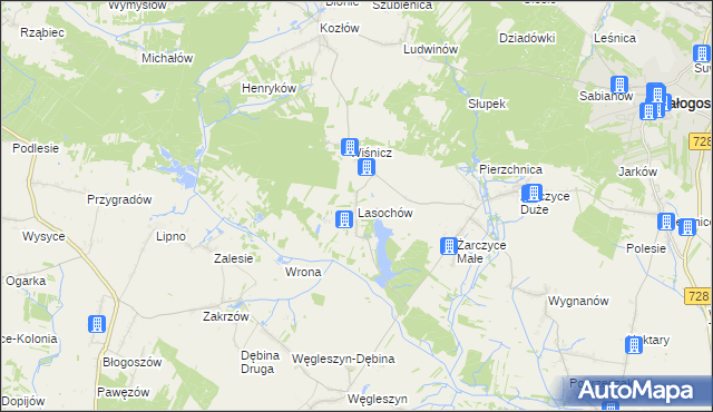 mapa Lasochów, Lasochów na mapie Targeo