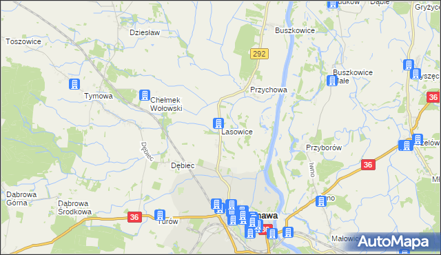 mapa Lasowice gmina Ścinawa, Lasowice gmina Ścinawa na mapie Targeo