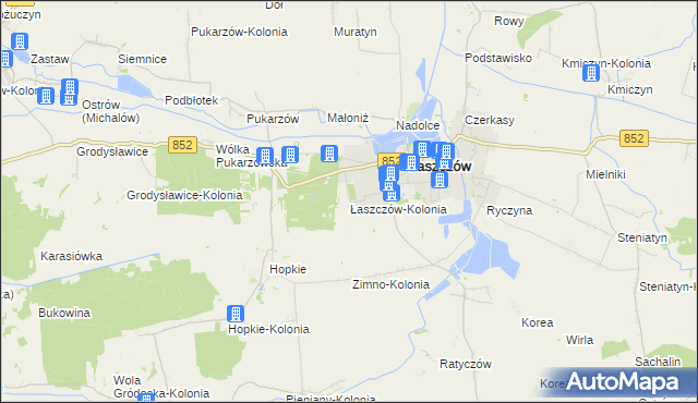 mapa Łaszczów-Kolonia, Łaszczów-Kolonia na mapie Targeo