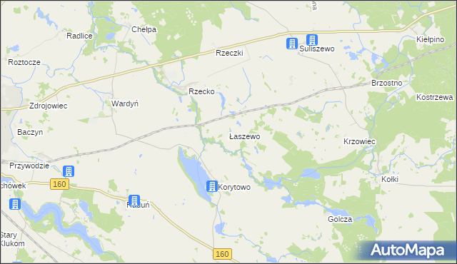 mapa Łaszewo gmina Choszczno, Łaszewo gmina Choszczno na mapie Targeo