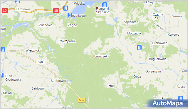 mapa Ławiczek, Ławiczek na mapie Targeo