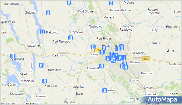 mapa Ławy gmina Rypin, Ławy gmina Rypin na mapie Targeo