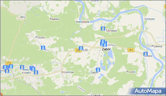 mapa Łaz gmina Zabór, Łaz gmina Zabór na mapie Targeo