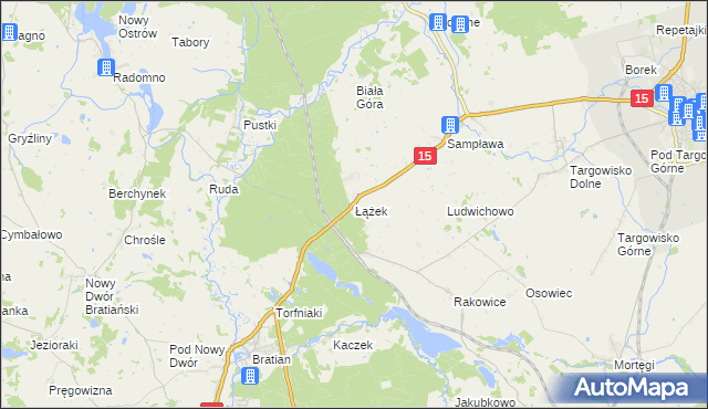 mapa Łążek gmina Lubawa, Łążek gmina Lubawa na mapie Targeo