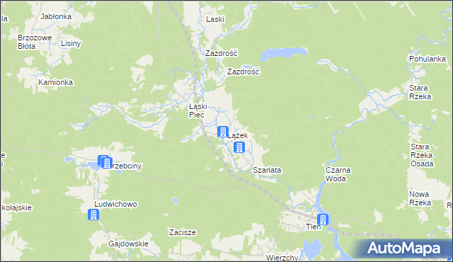 mapa Łążek gmina Osie, Łążek gmina Osie na mapie Targeo