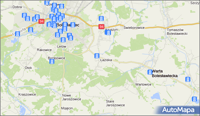 mapa Łaziska gmina Bolesławiec, Łaziska gmina Bolesławiec na mapie Targeo