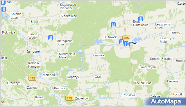 mapa Łaziska gmina Dłutów, Łaziska gmina Dłutów na mapie Targeo