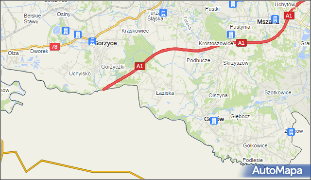 mapa Łaziska gmina Godów, Łaziska gmina Godów na mapie Targeo