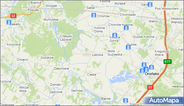 mapa Łaziska gmina Orońsko, Łaziska gmina Orońsko na mapie Targeo